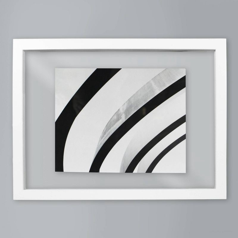 slide 1 of 6, 11" x 15" Floated to 8" x 10" Thin Gallery Float Frame White - Threshold™: Modern MDF Wall Picture Holder, 1 ct