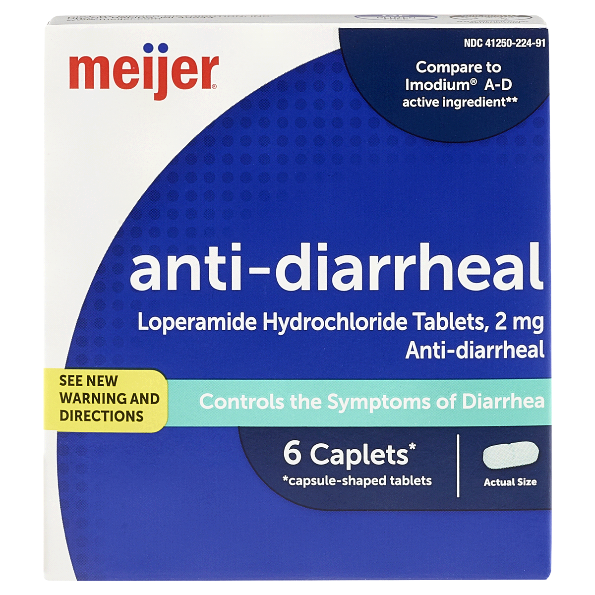 slide 1 of 7, Meijer Loperamide Hydrochloride Tablets, Anti-Diarrheal, 2 mg, 6 ct