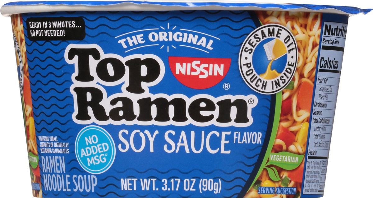 slide 4 of 9, Top Ramen Soy Sauce Ramen Noodle Soup, 3.17 oz