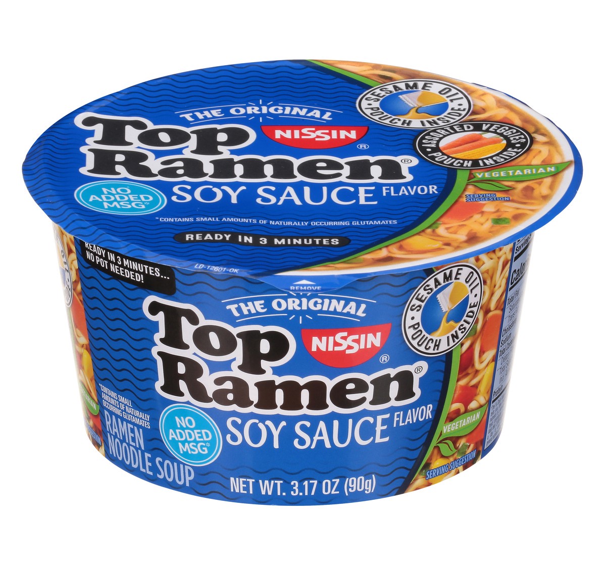 slide 1 of 9, Top Ramen Soy Sauce Ramen Noodle Soup, 3.17 oz