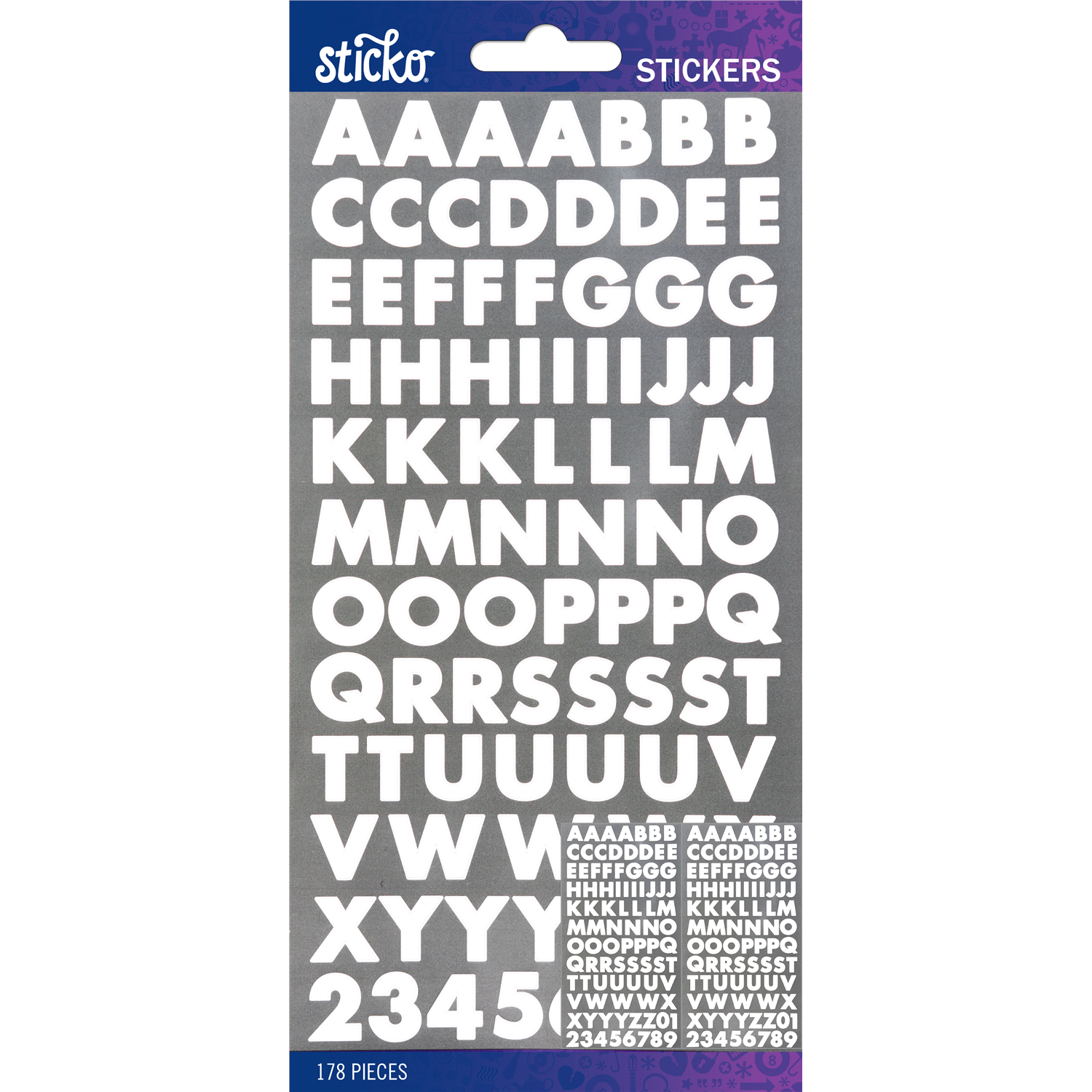 slide 1 of 1, Sticko Stickers White Futura Bold Small Alpha, 178 ct