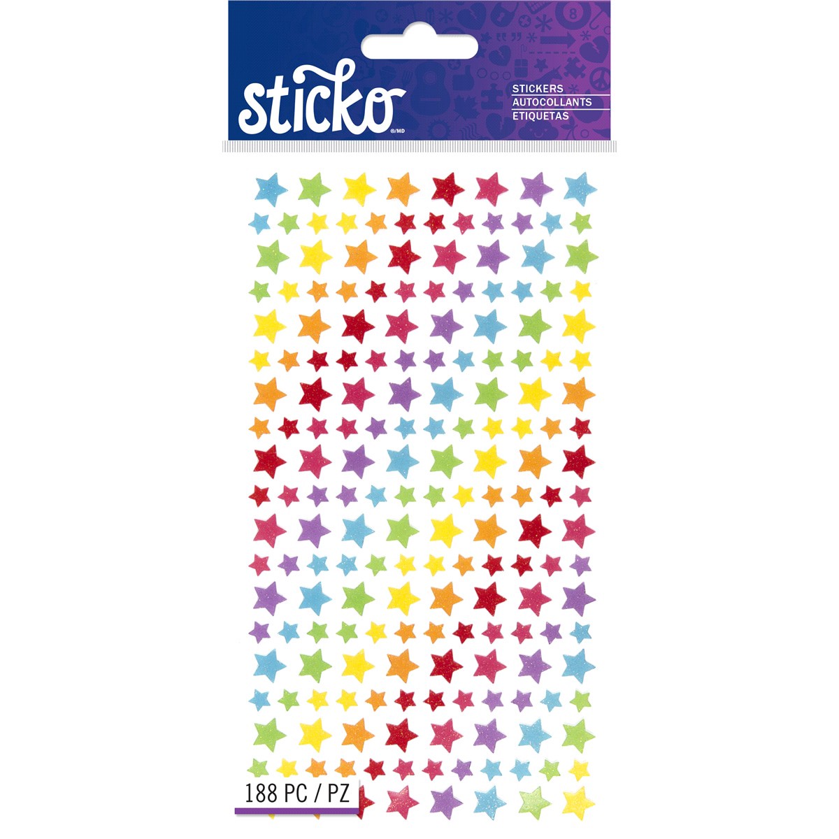 slide 1 of 1, Sticko Stickers Tiny Glitter Stars, 188 ct