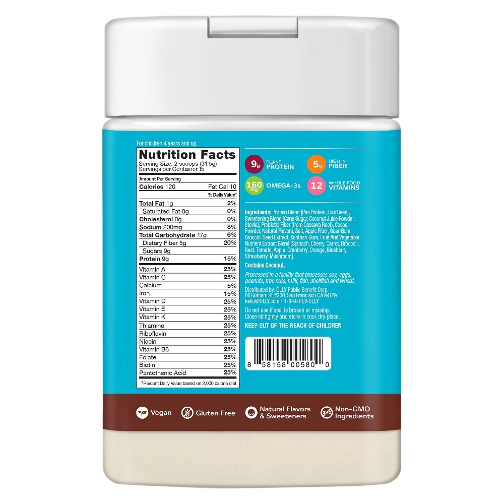 slide 2 of 4, Olly Kids Smoothie Protein Powder - Chipper Chocolate, 16.8 oz