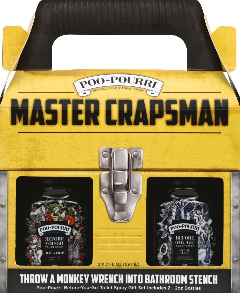 slide 4 of 4, Poo-Pourri Master Crapsman Gift Set Royal Flush/Trap-A-Crap Toilet Spray Bottle 2 ea, 2 ct