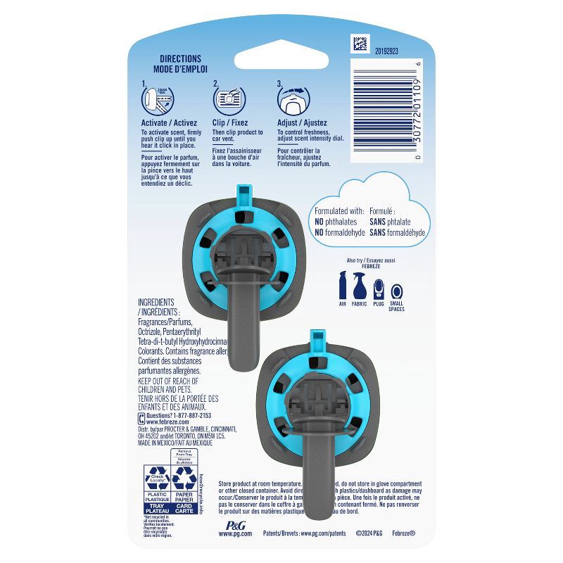 slide 10 of 10, Febreze Car Air Freshener Vent Clip - Gain Original - 0.13 fl oz/2pk, 2 ct; 0.13 fl oz