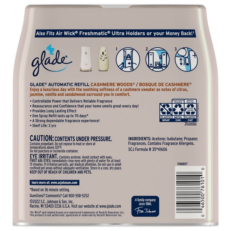 slide 3 of 14, Glade Automatic Spray Air Freshener - Cashmere Woods - 6.2oz/2pk, 2 ct; 6.2 oz