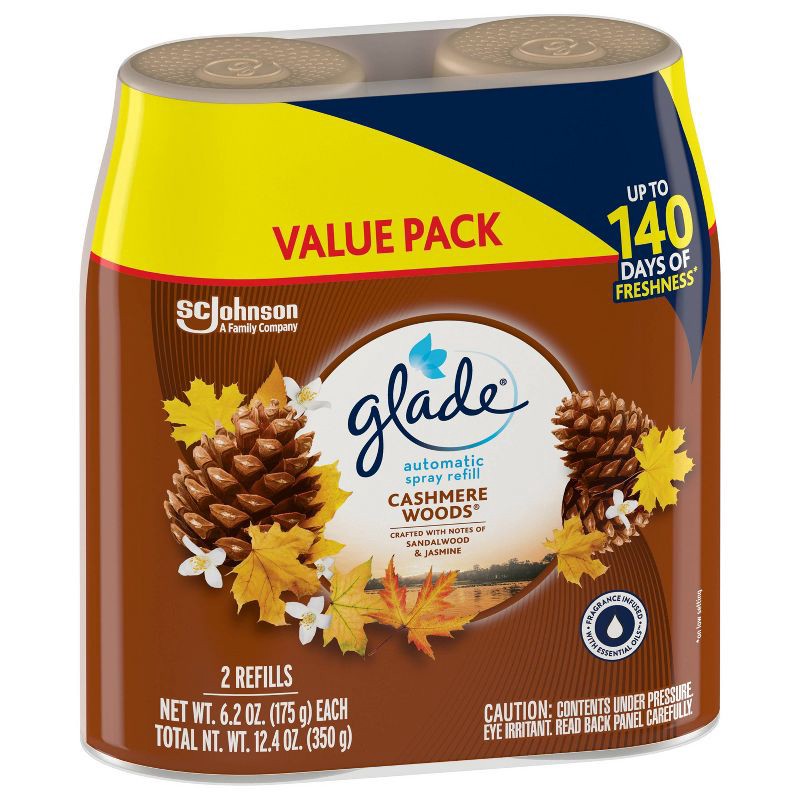 slide 14 of 14, Glade Automatic Spray Air Freshener - Cashmere Woods - 6.2oz/2pk, 2 ct; 6.2 oz