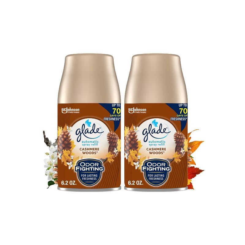 slide 1 of 14, Glade Automatic Air Freshener Room Spray Scent Refills - Cashmere Woods - 6.2oz/2ct, 2 ct; 6.2 oz