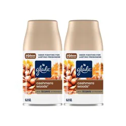 Glade Automatic Air Freshener Room Spray Scent Refills - Cashmere Woods - 6.2oz/2ct: Paraben-Free, Aerosol, Battery-Powered, Fall
