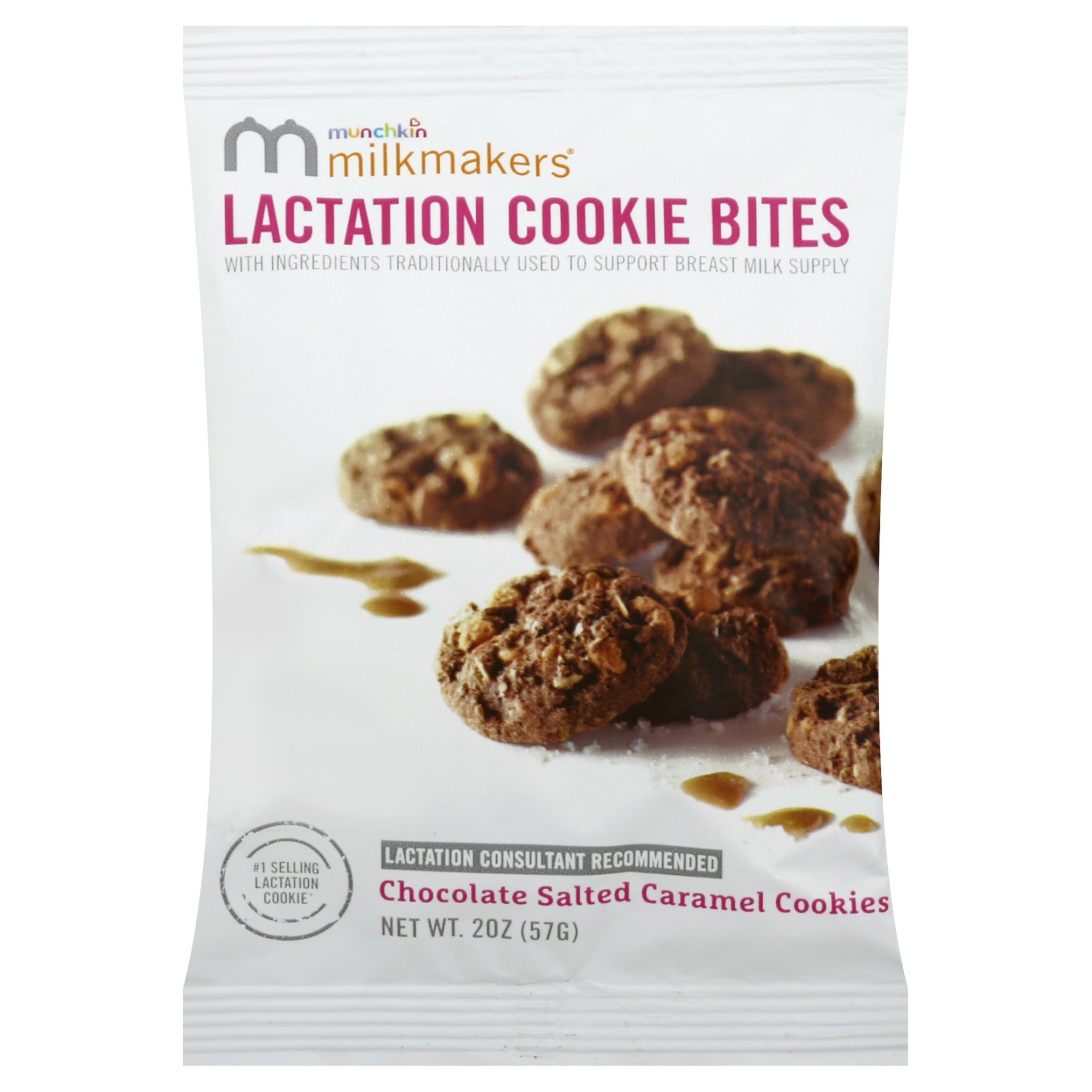 slide 1 of 3, Munchkin Milkmakers Lactation Cookie Bites Single Chocolate Caramel, 2 oz