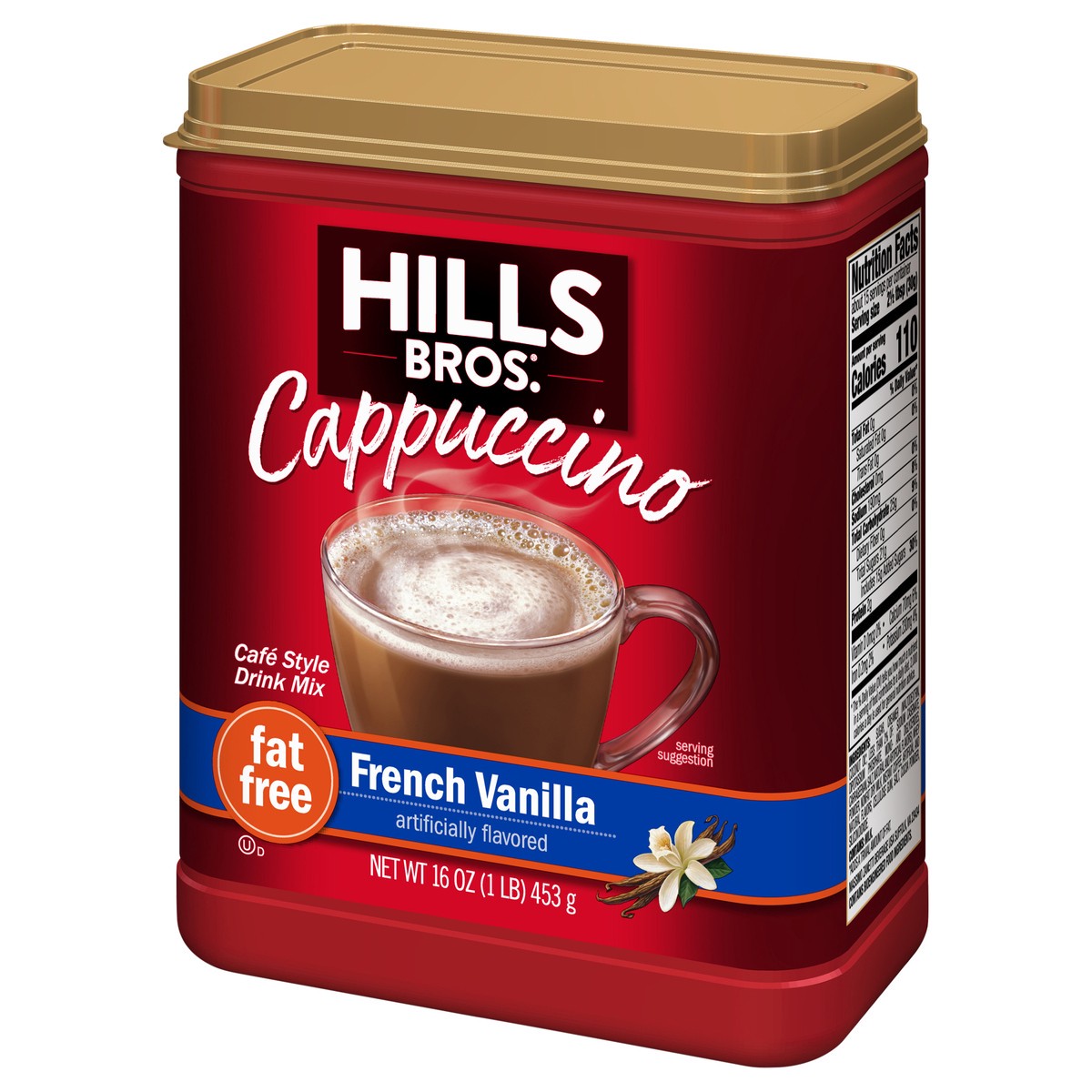 slide 3 of 9, Hills Bros. Cappuccino Fat Free French Vanilla Drink Mix 16 oz, 16 oz