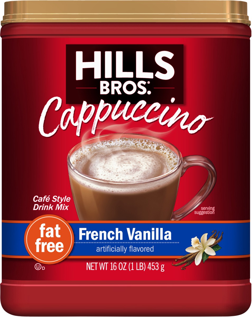 slide 6 of 9, Hills Bros. Cappuccino Fat Free French Vanilla Drink Mix 16 oz, 16 oz