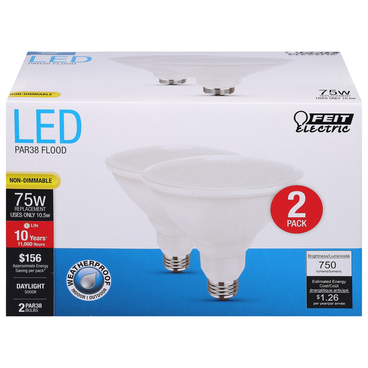 slide 10 of 13, Feit Electric 75 Watts LED Daylight Flood Bulbs 2 ea, 2 ct