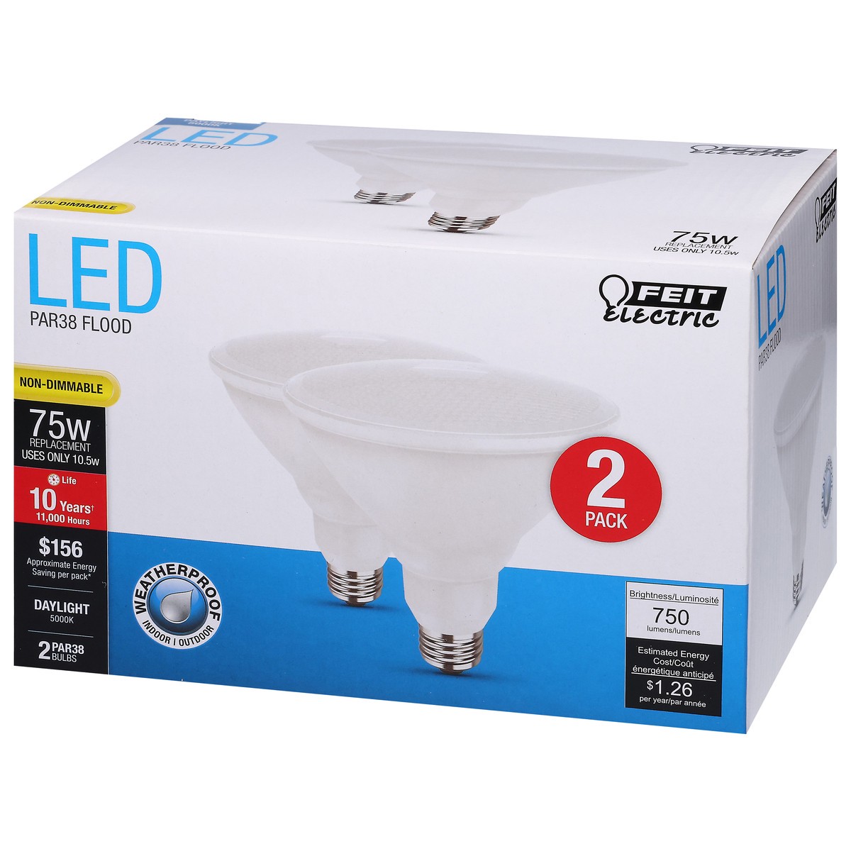 slide 4 of 13, Feit Electric 75 Watts LED Daylight Flood Bulbs 2 ea, 2 ct