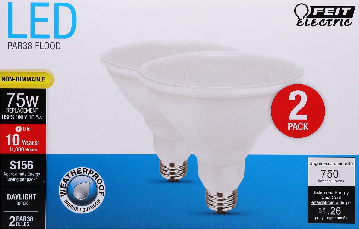 slide 12 of 13, Feit Electric 75 Watts LED Daylight Flood Bulbs 2 ea, 2 ct