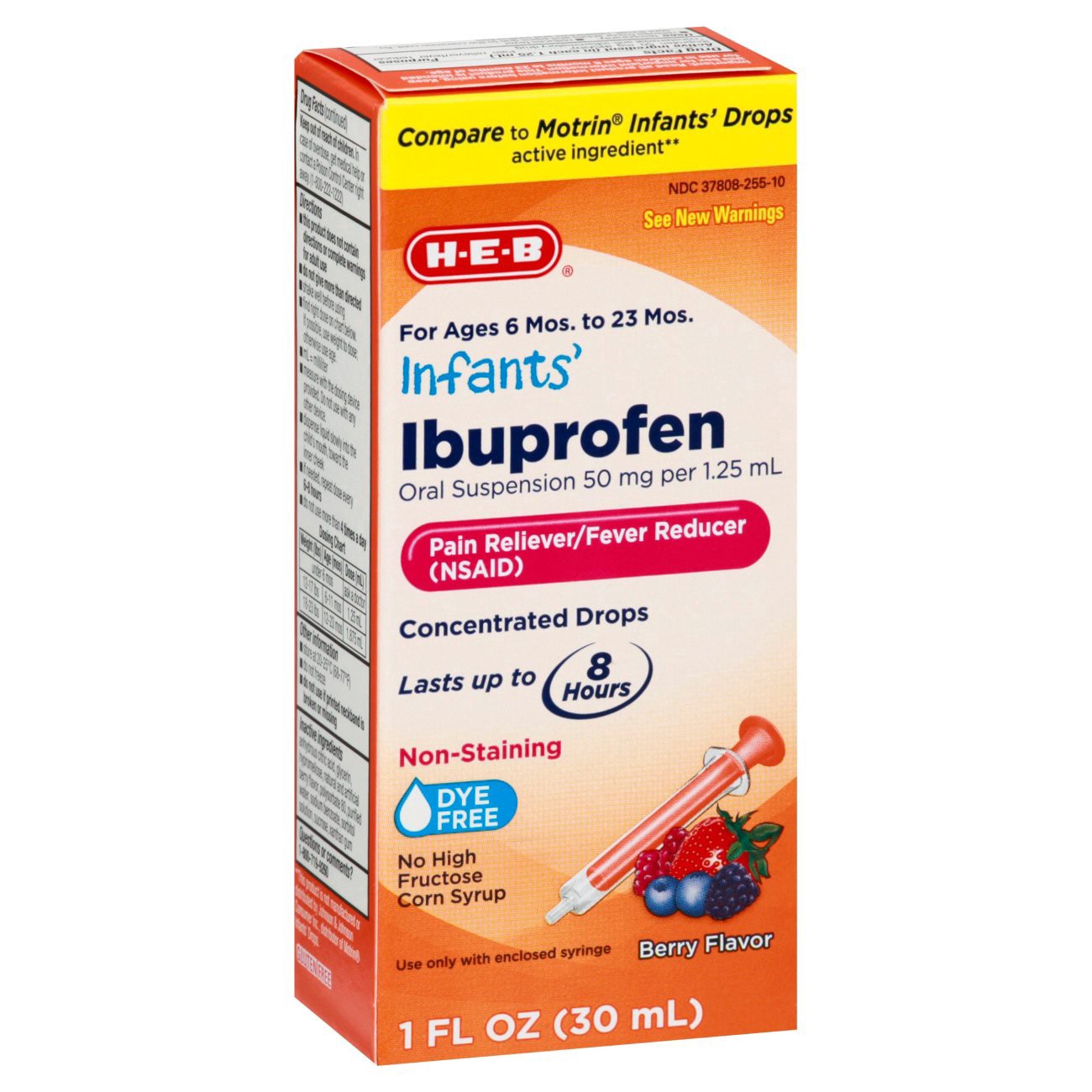 slide 1 of 1, H-E-B Infants Ibuprofen For Ages 6 Mos. To 23 Mos. Oral Suspension Berry Flavor, 1 oz