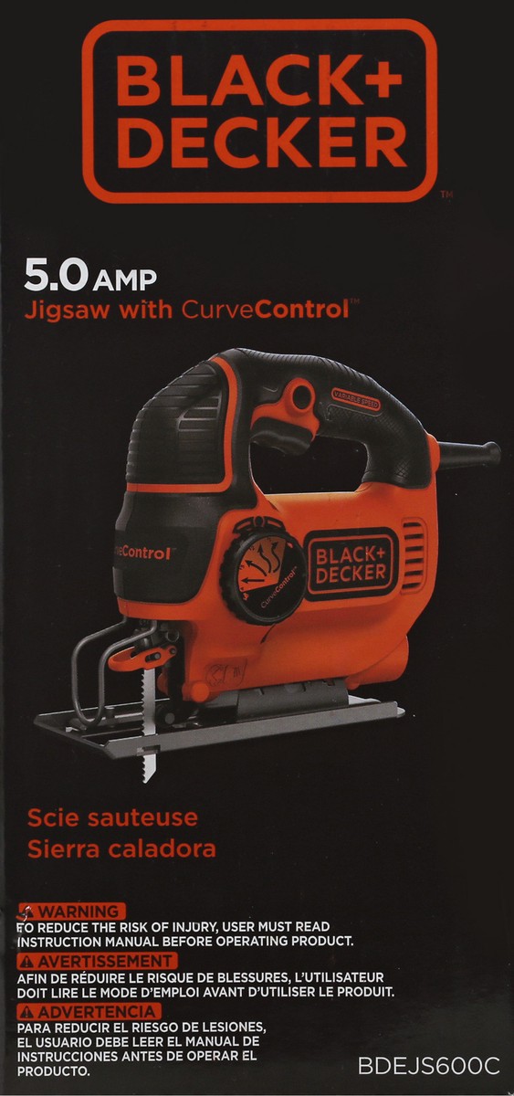 slide 5 of 8, BLACK+DECKER 5A Jigsaw with CurveControl - Orange, 1 ct