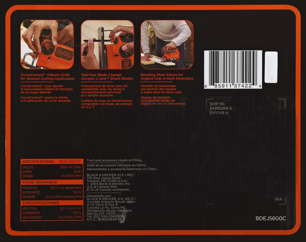 slide 8 of 8, BLACK+DECKER 5A Jigsaw with CurveControl - Orange, 1 ct