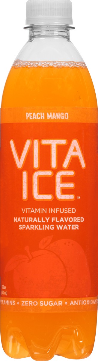 slide 9 of 9, Vita Ice Sparkling Water, Zero Sugar, Peach Mango, Vitamin Infused- 17 oz, 17 oz