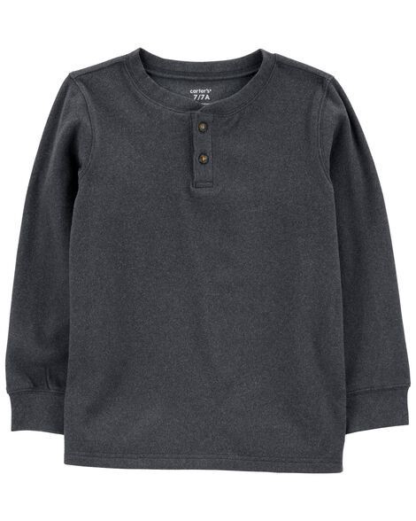 slide 1 of 2, Carters Kid Drop Needle Long-Sleeve Henley Tee Grey 10, 1 ct