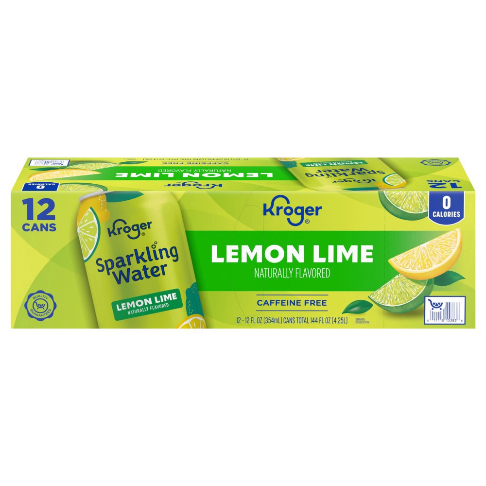 slide 2 of 2, Kroger® Caffeine Free Lemon Lime Sparkling Water, 12 ct; 12 fl oz