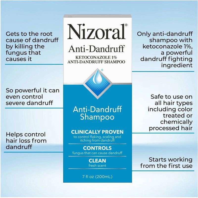 slide 5 of 9, Nizoral Anti Dandruff Shampoo with 1% Ketoconazole, Clean Fresh Scent - 7 fl oz, 7 fl oz