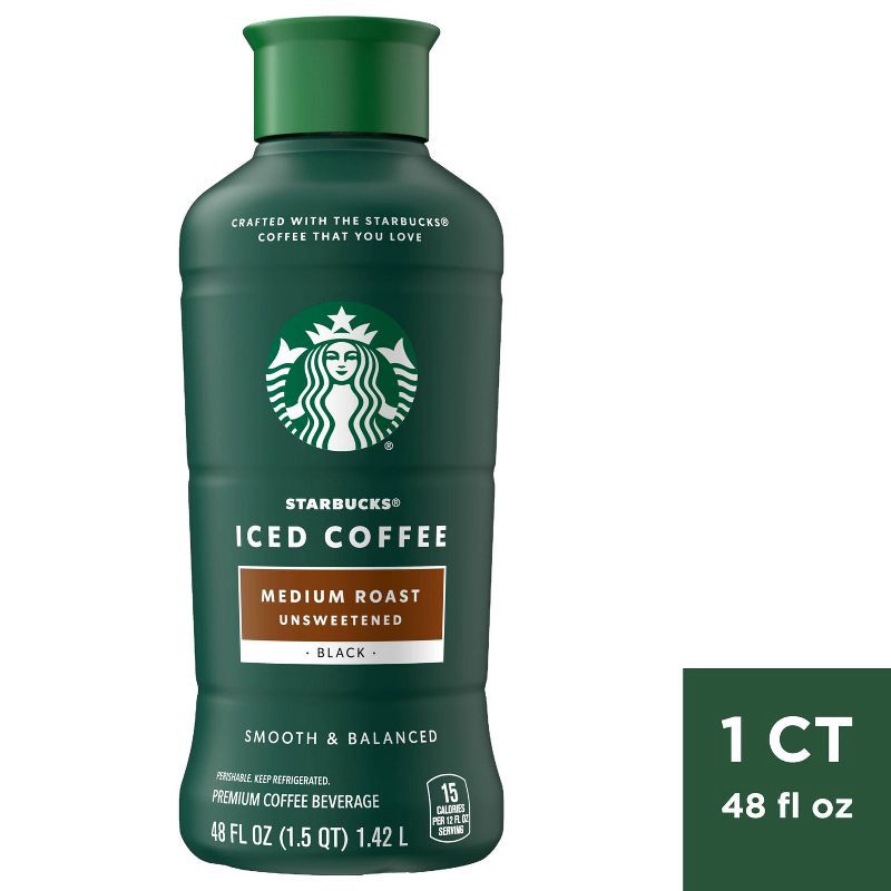 slide 1 of 3, Starbucks Discoveries Starbucks Unsweetened Medium Roast Iced Coffee - 48 fl oz, 48 fl oz