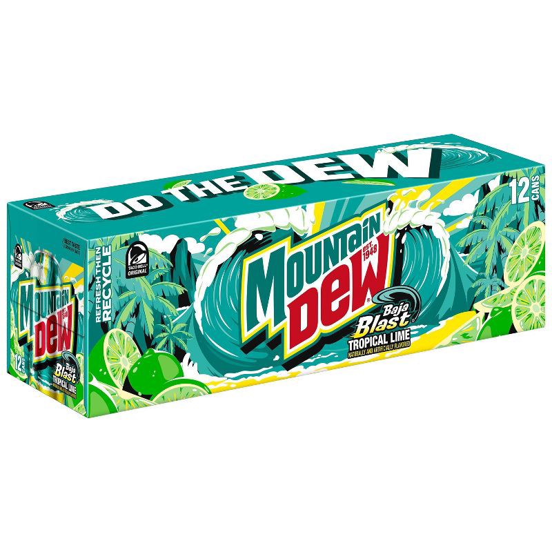slide 8 of 9, Mtn Dew Mountain Dew Baja Blast - 12pk/12 fl oz Cans, 12 ct; 12 fl oz