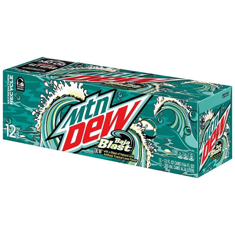 slide 1 of 4, Mtn Dew Mountain Dew Baja Blast - 12pk/12 fl oz Cans, 12 ct; 12 fl oz