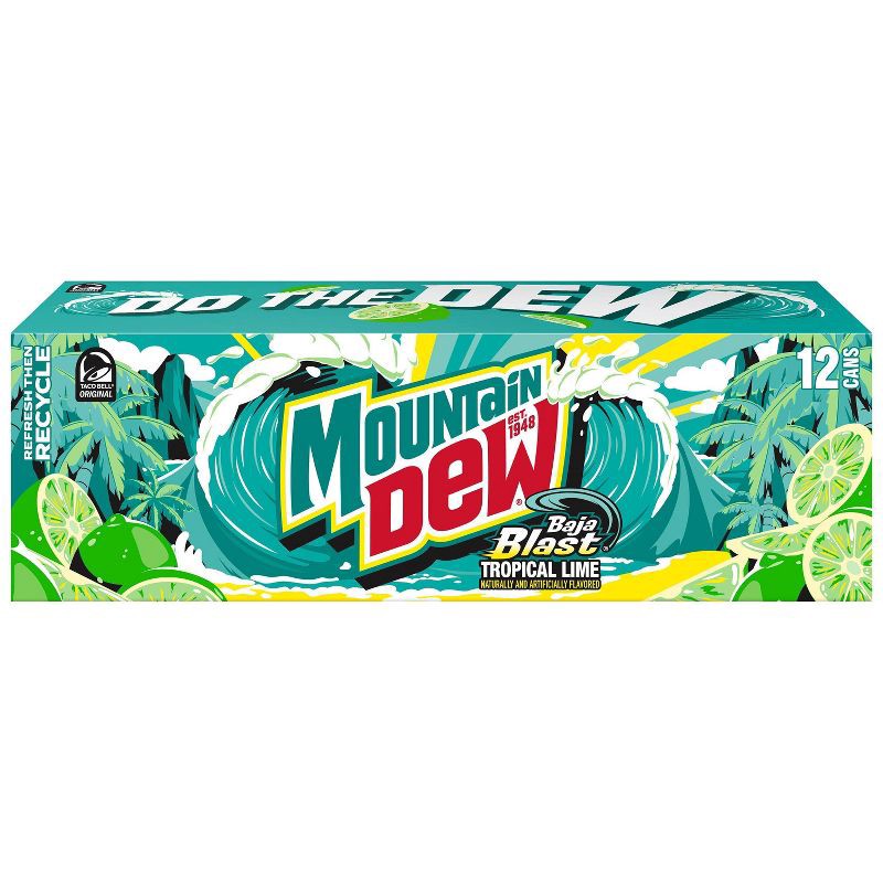 slide 5 of 9, Mtn Dew Mountain Dew Baja Blast - 12pk/12 fl oz Cans, 12 ct; 12 fl oz