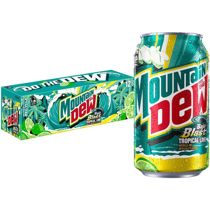 slide 1 of 9, Mtn Dew Mountain Dew Baja Blast - 12pk/12 fl oz Cans, 12 ct; 12 fl oz