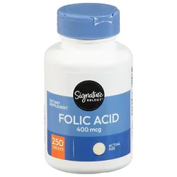 Signature Select/care Folic Acid 400mcg Dietary Supplement Tablet - 250 Count