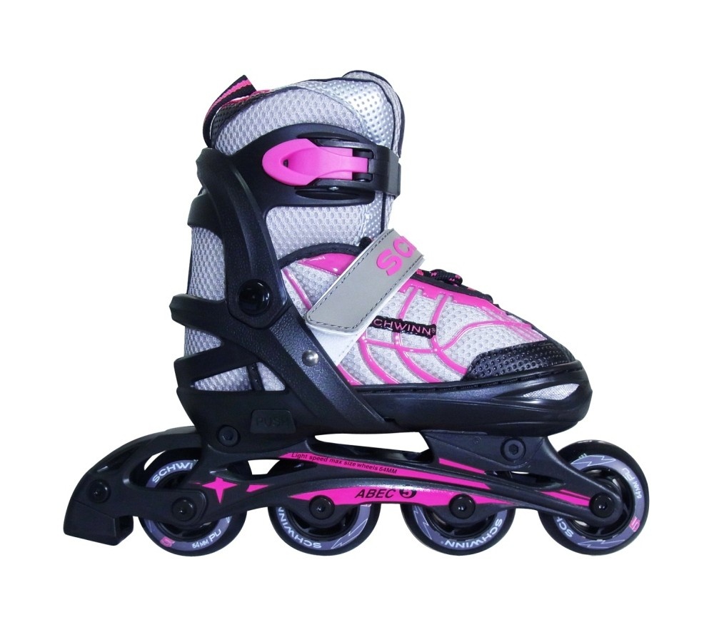 SCHWINN Roller Blades Inline Skates Size 5 6 7 8 SC-BIG-L WHITE BLACK PINK  GIRLS 