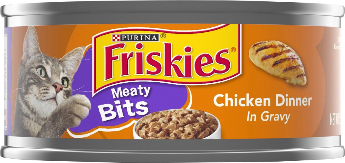 slide 4 of 7, Friskies Purina Friskies Gravy Wet Cat Food, Meaty Bits Chicken Dinner, 5.5 oz