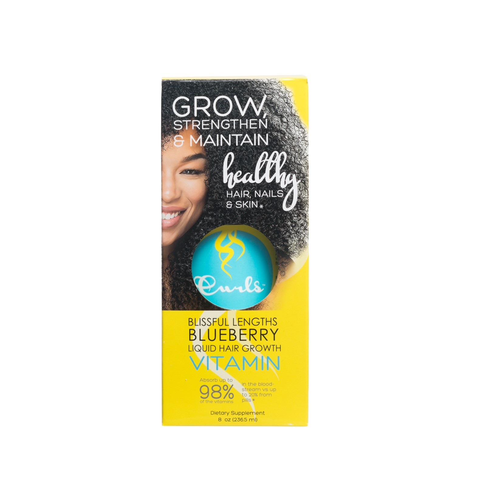 slide 1 of 3, Curls Blissful Lengths Hair Growth Vitamin Supplement Liquid - Blueberry Flavor, 8 fl oz
