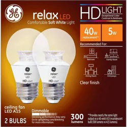 GE 4-Watt Relax HD Clear Soft White A15 Light Bulbs, 2-Pack