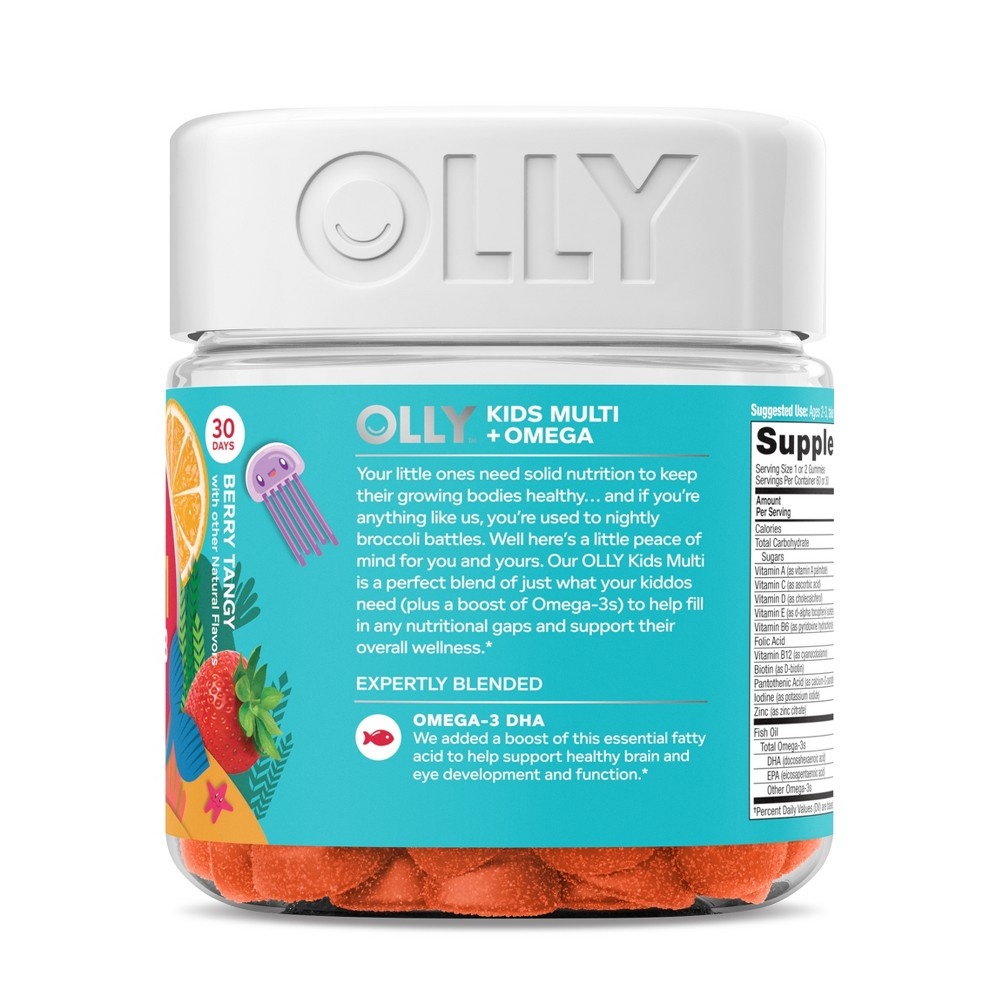 slide 4 of 4, Olly Kids Multivitamins Omega-3 Dietary Supplement Gummies - Berry Tangy, 60 ct