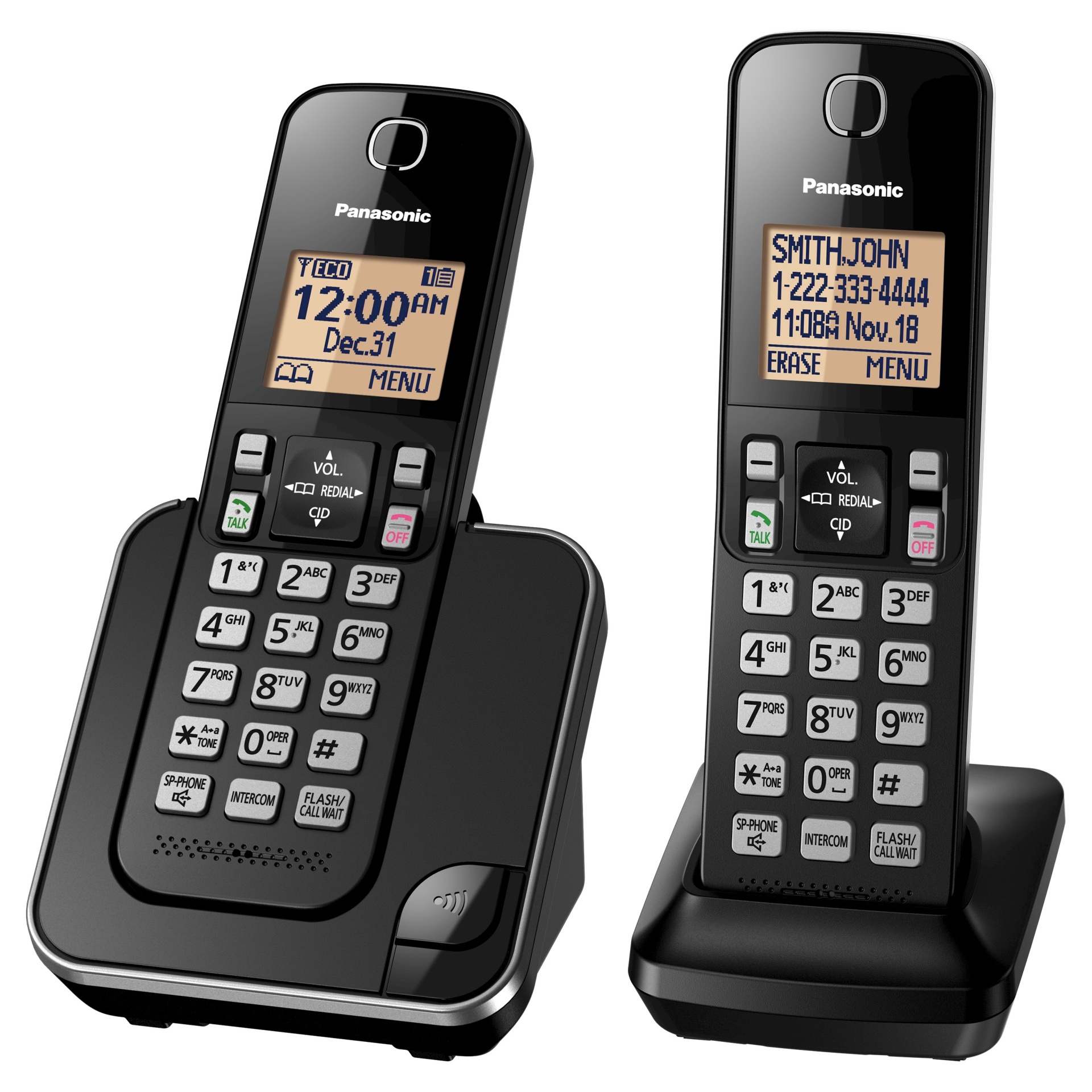 slide 1 of 3, Panasonic 2 Handset Cordless Phone - Black (KX-TGC352B), 1 ct