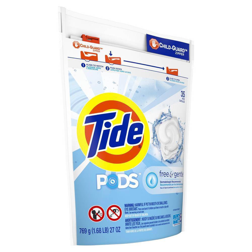 slide 3 of 8, Tide Pods Pacs Free & Gentle Detergent 35 ea, 35 ct