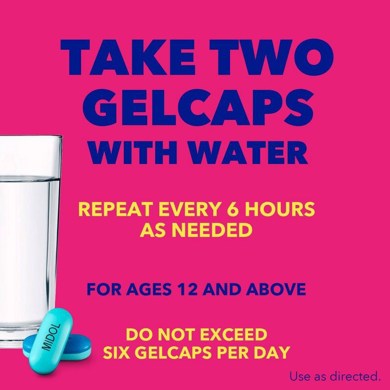 slide 5 of 6, Midol Complete Menstrual Relief Maximum Strength Multi-Symptom Relief Gelcaps - Acetaminophen - 24ct, 24 ct