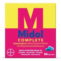 Midol Complete Menstrual Relief Maximum Strength Multi-Symptom Relief Gelcaps - Acetaminophen - 24ct