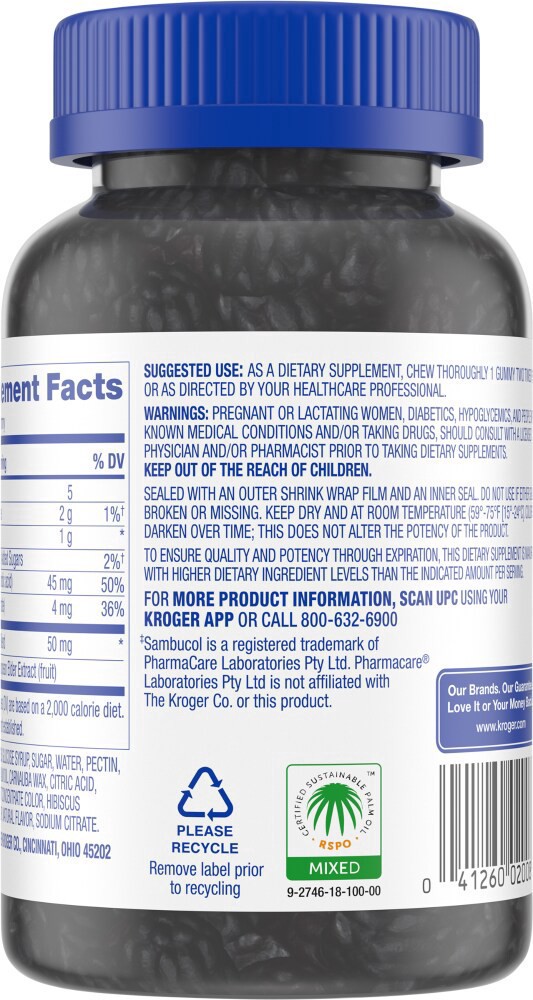 slide 4 of 4, Kroger Sambucus Elderberry Gummy, 60 ct