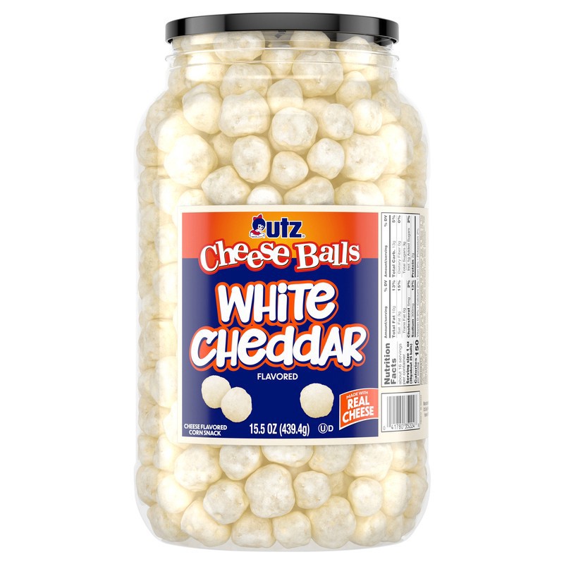 slide 1 of 1, Utz Cheese Balls White Ched, 14 oz