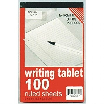 slide 1 of 1, Norcom Writing Tablet Unruled, 100 ct; 6 in x 9 in