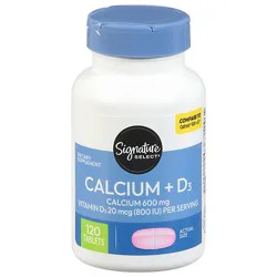 Signature Select/care Calcium 600mg With Vitamin D3 800iu Dietary Supplement Tablet - 120 Count