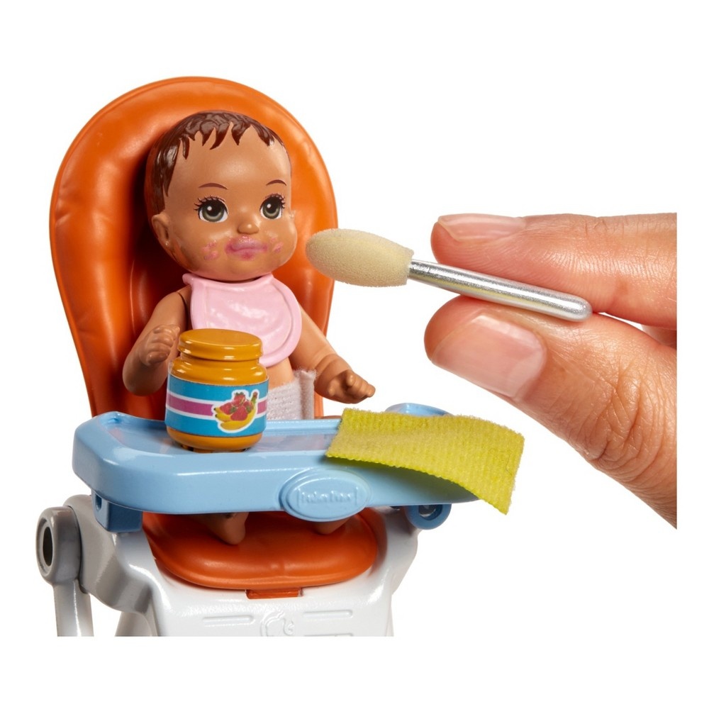 slide 5 of 8, Barbie Skipper Babysitters Inc. Doll And Feeding Playset - Brunette, 1 ct