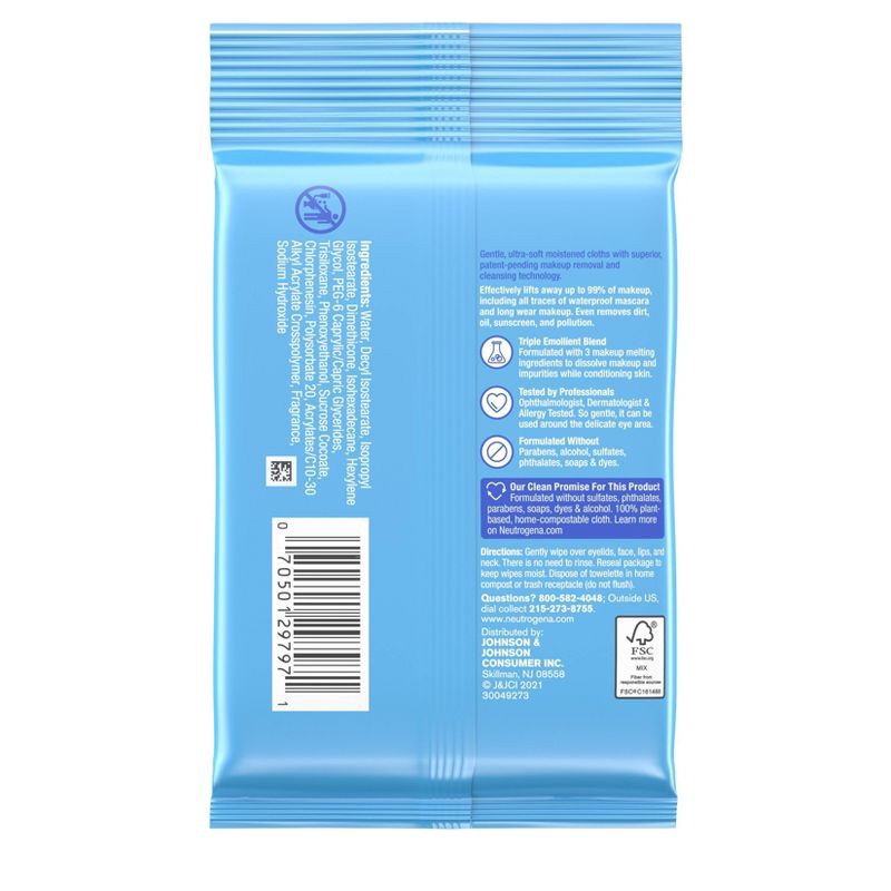 slide 2 of 6, Neutrogena Facial Cleansing Makeup Remover Wipes - Travel Size - 7ct, 7 ct