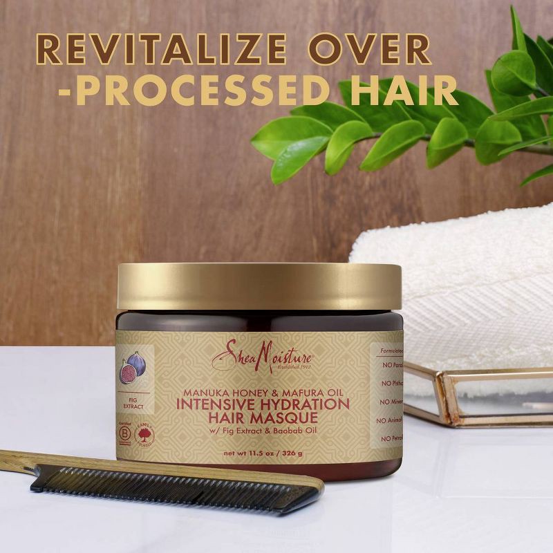 slide 6 of 10, SheaMoisture Manuka Honey & Mafura Oil Intensive Hydration Hair Masque - 11.5 fl oz, 11.5 fl oz