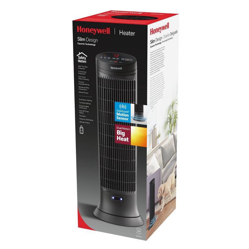 slide 9 of 9, Honeywell Digital Ceramic Tower Heater with Motion Sensor Black, 1 ct