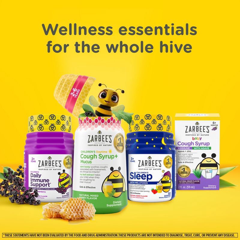 slide 7 of 8, Zarbee's Kid's Daily Immune Support Gummies with Real Elderberry - Natural Berry Flavor - 42ct, 42 ct